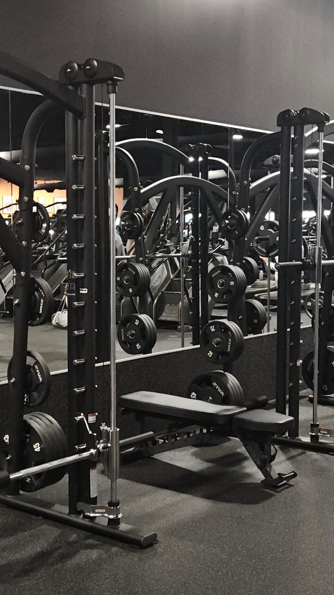 Row of Arsenal strength machines at Gold’s Gym Thornton, highlighting heavy plate-loaded equipment in a serious, bodybuilding-first training environment.